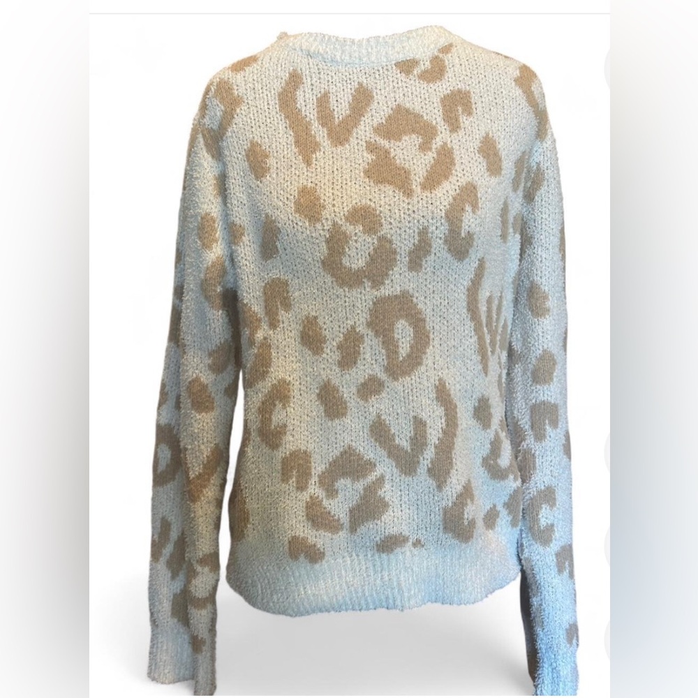 Leopard Print Sweater in Cream and Tan